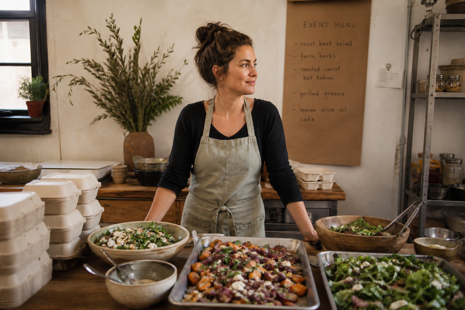 A scene from the Small Event Catering practice world